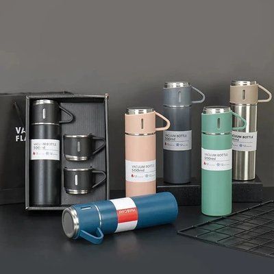 Термос Vacuum Bottle 500 мл з 3 чашками у подарунковій упаковці 2764430953 фото