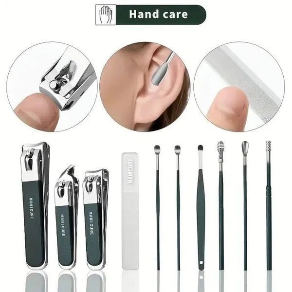 Маникюрно-педикюрный набор Nail Clipper Set 10 в 1, зеленый 2926014663 фото